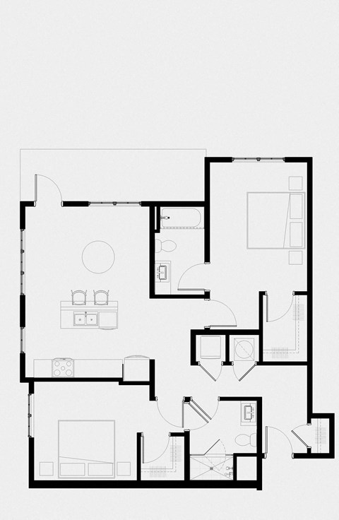 A black and white floor plan of a house with multiple rooms.
